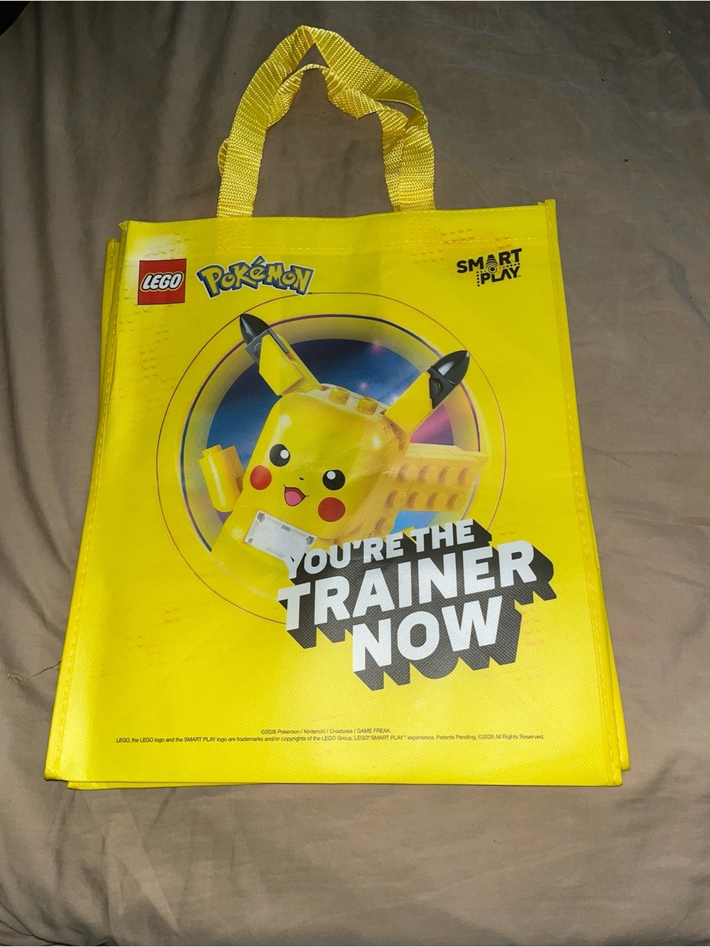2 Lego Yellow Pikachu Tote Bag with Multicolor Print